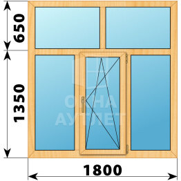 Трехстворчатое окно с глухой фрамугой из сосны 1800×2000 Г-ПО-Г ОА-42745
