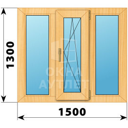 Трехстворчатое окно из сосны 1500×1300 Г-ПО-Г ОА-42292