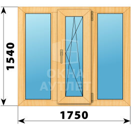 Трехстворчатое окно из сосны 1750×1540 Г-ПО-Г ОА-42511