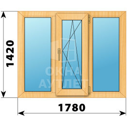 Трехстворчатое окно из сосны 1780×1420 Г-ПО-Г ОА-42457