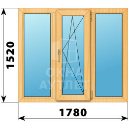 Трехстворчатое окно из сосны 1780×1520 Г-ПО-Г ОА-42502
