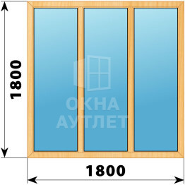 Трехстворчатое окно из сосны 1800×1800 Г-Г-Г ОА-42352