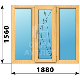 Трехстворчатое окно из сосны 1880×1560 Г-ПО-Г ОА-42556
