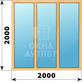 Трехстворчатое окно из сосны 2000×2000 Г-Г-Г ОА-42520