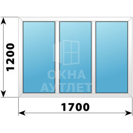 Трехстворчатое пластиковое окно 1700×1200 Г-Г-Г ОА-38929