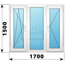 Трехстворчатое пластиковое окно 1700×1500 ПO-Г-П ОА-40582