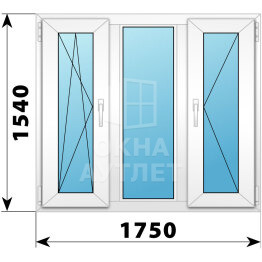Трехстворчатое пластиковое окно 1750×1540 ПO-Г-П ОА-38941