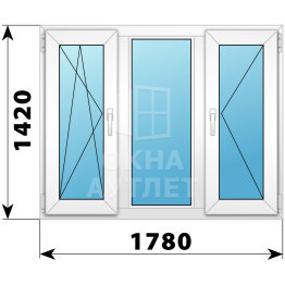 Трехстворчатое пластиковое окно 1780×1420 ПO-Г-П ОА-40564