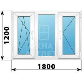 Трехстворчатое пластиковое окно 1800×1200 ПO-Г-П ОА-38872