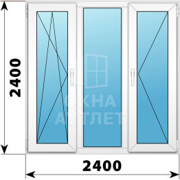 Трехстворчатое пластиковое окно 2400×2400 ПO-Г-П ОА-38551