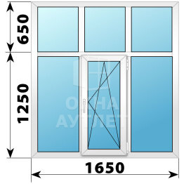 Трехстворчатое пластиковое окно с глухой фрамугой 1650×1900 Г-ПО-Г ОА-40513