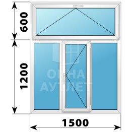 Трехстворчатое пластиковое окно с откидной фрамугой 1500×1800 Г-П-Г ОА-39082