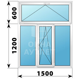 Трехстворчатое пластиковое окно с откидной фрамугой 1500×1800 Г-ПО-Г ОА-40534