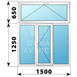 Трехстворчатое пластиковое окно с откидной фрамугой 1500×1900 Г-П-Г ОА-40549