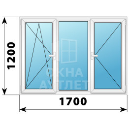 Трехстворчатое поворотно-откидное пластиковое окно ПО-Г-П 1700×1200 ОА-32814