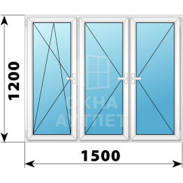 Трехстворчатое поворотно-откидное пластиковое окно ПО-П-П 1800×1500 ОА-32958