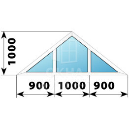 Трехстворчатое треугольное пластиковое окно 2800×1000 Г-Г-Г ОА-40267