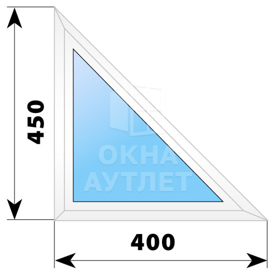 Треугольное пластиковое окно №1 400×450 ОА-32502